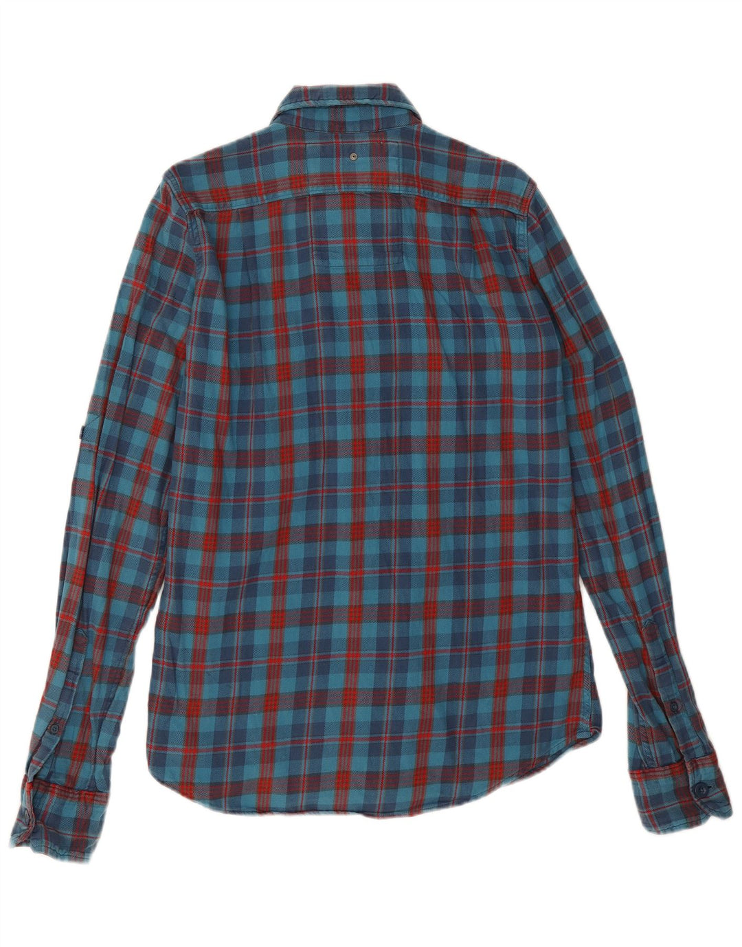 Superdry Herren-Flanellhemd aus mittelblau karierter Baumwolle