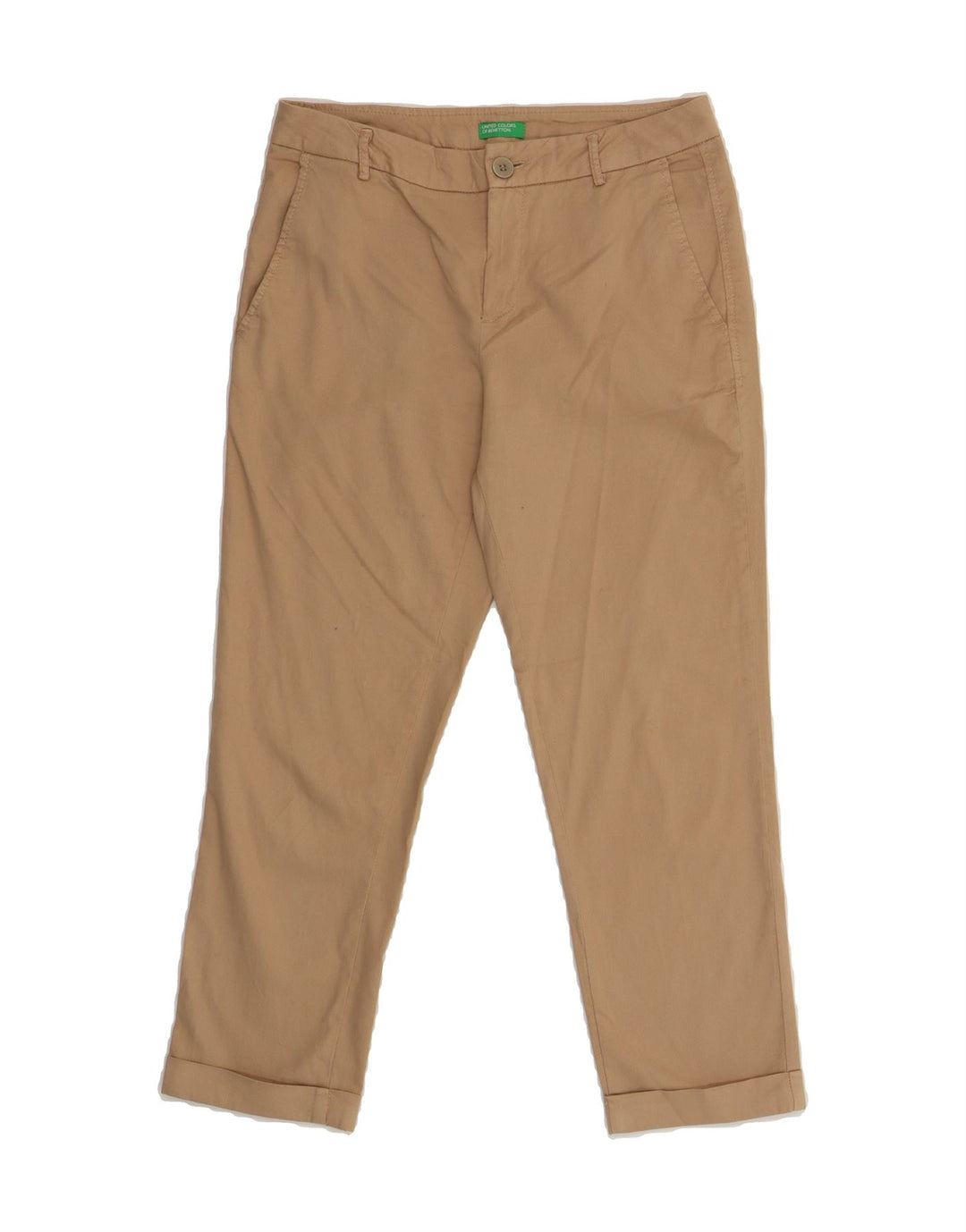 BENETTON Womens Straight Cropped Trousers EU 38 Medium W28 L23 Brown Vintage Benetton and Second-Hand Benetton from Messina Hembry 