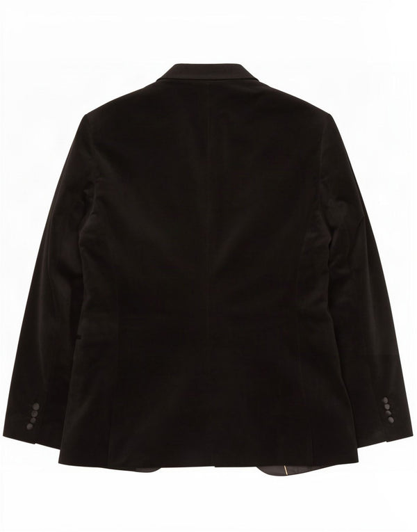 Zara Herren 1 Knopf Velours Blazer Jacke EU 54 XL Schwarz Polyester
