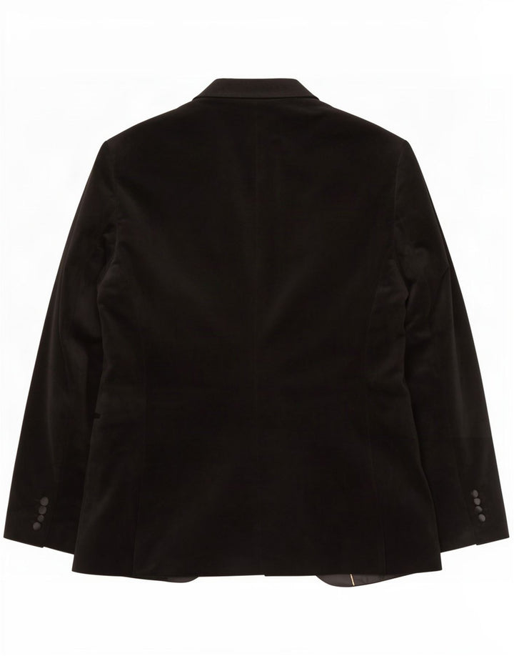 Zara Herren 1 Knopf Velours Blazer Jacke EU 54 XL Schwarz Polyester
