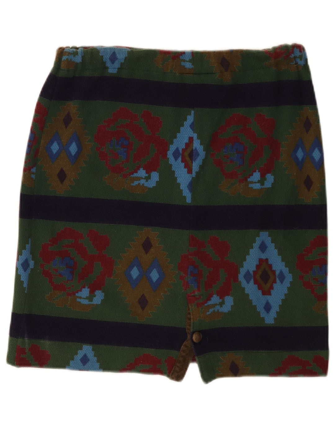 Johnny Lambs Damen Minirock IT 44 Medium W30 Grün Geometrisch Aztekisch