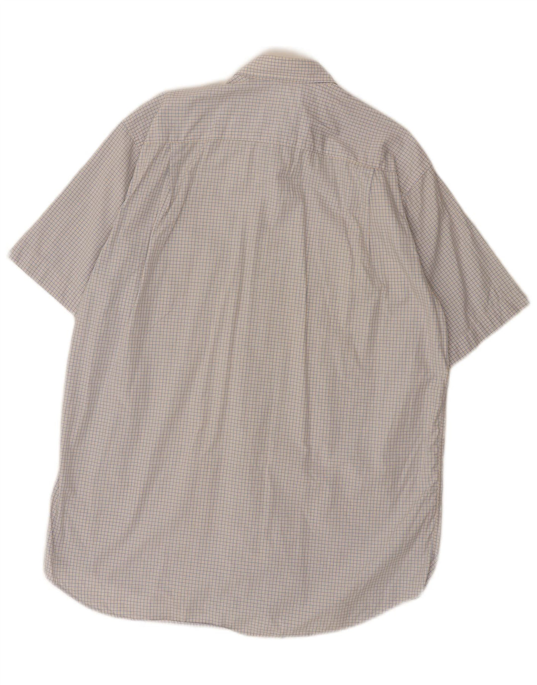 Lacoste Herren-Kurzarmhemd, Größe 40, mittelblau karierte Baumwolle