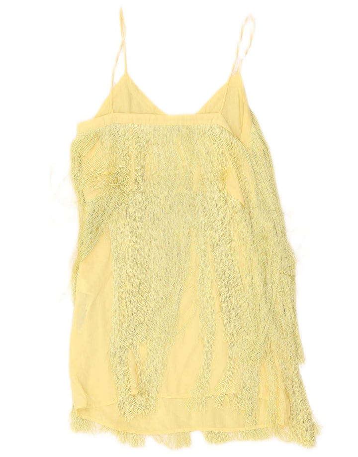 Zara Damen Charleston Kleid UK 12 Mittelgelbes Polyester
