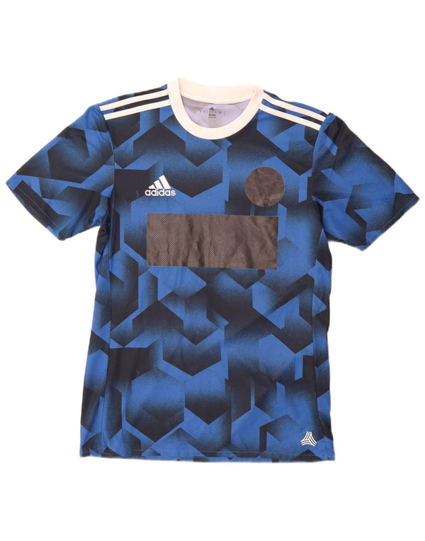 Adidas Herren Climalite Graphic T-Shirt Top Small Blau Geometrisch Polyester