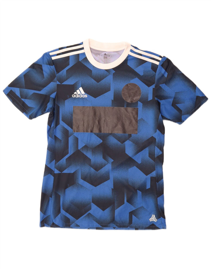 Adidas Herren Climalite Graphic T-Shirt Top Small Blau Geometrisch Polyester