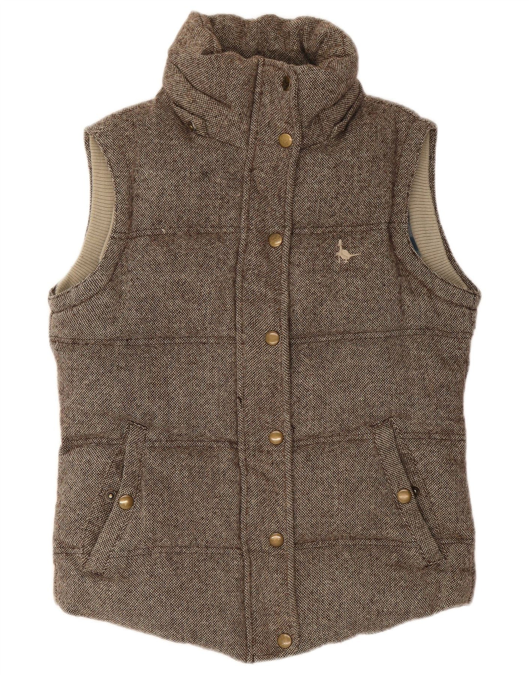 Jack Wills Damen Wattierte Weste UK 8 Small Braun gesprenkelte Wolle