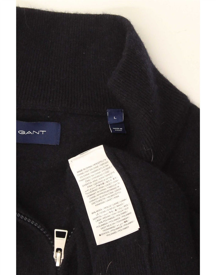 Gant Herren-Pullover mit Reißverschluss am Hals, große marineblaue Wolle