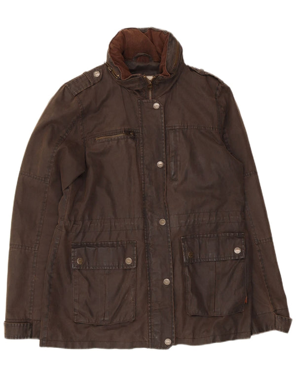 Fat Face Damen Militär-Wachsjacke mit Kapuze, UK 10, Größe S, Braun