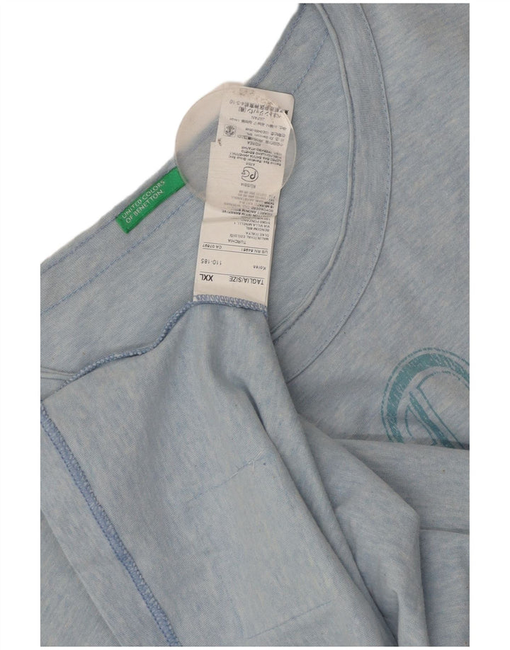 Benetton Herren Grafik T-Shirt Top 2XL Blau Baumwolle