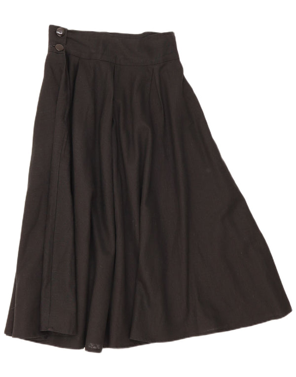 Vintage Damen High Waist Plissee ausgestellter Rock IT 46 Large W28 Schwarz