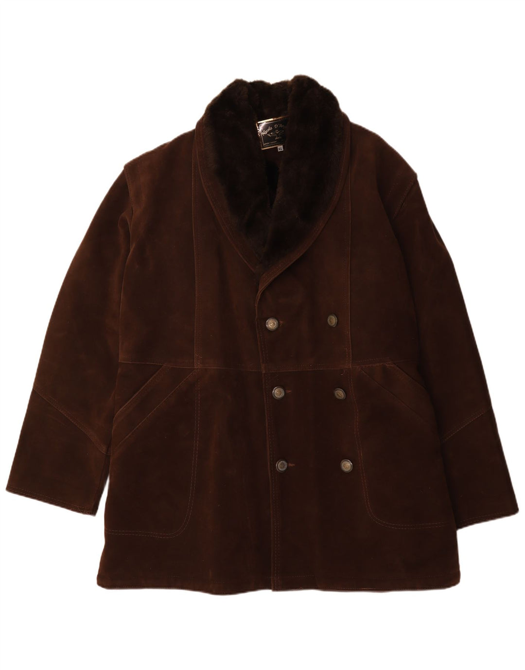 Nicola D'Angelo Herren-Lammfell-Zweireihermantel UK 42 XL Braun