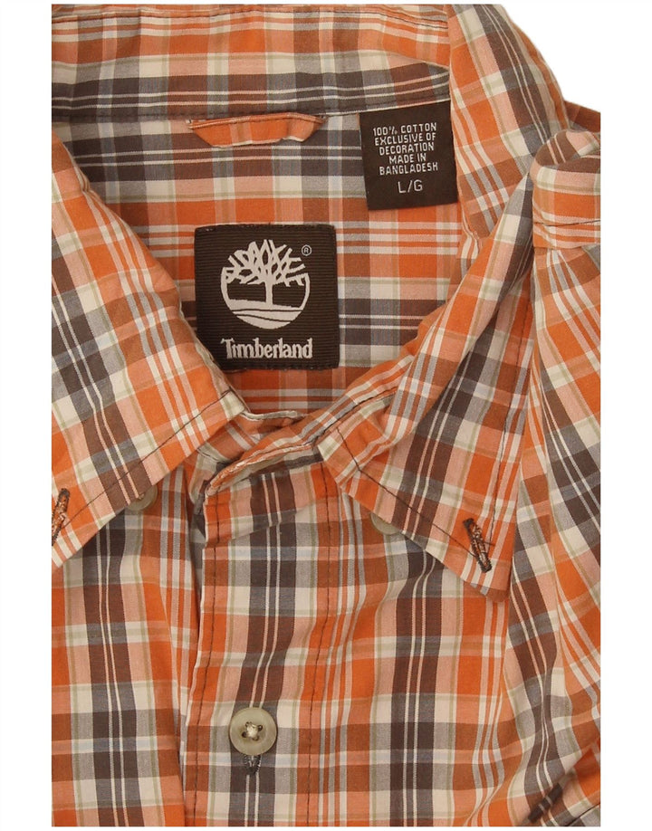 Timberland Herren-Hemd, groß, orange kariert, Baumwolle