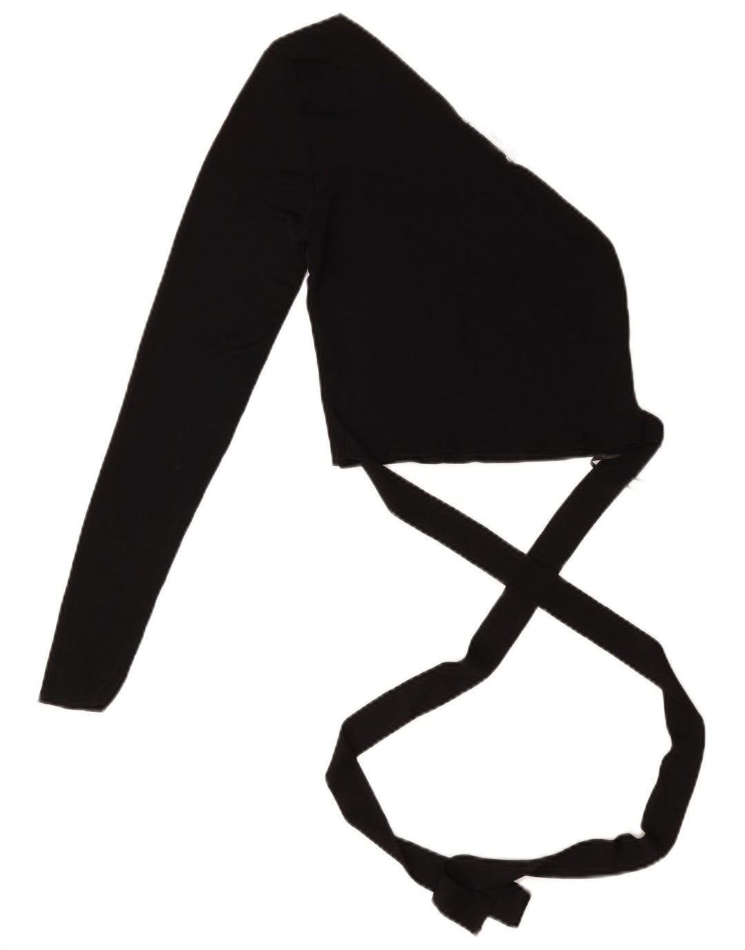 Zara Damen Crop One Shoulder Top UK 12 Mittelschwarze Viskose