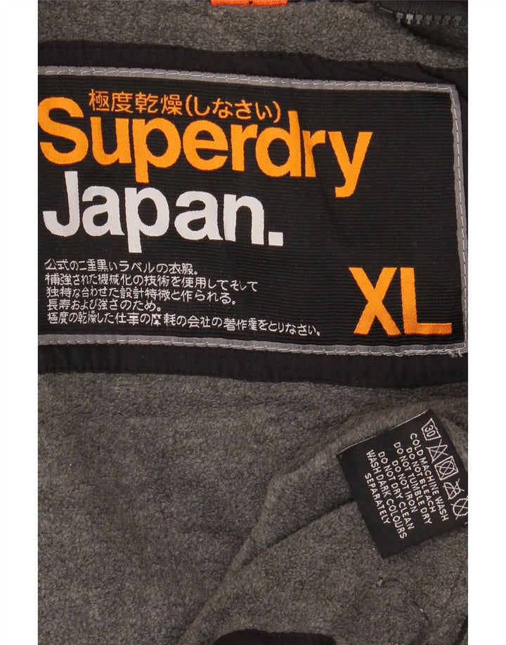 SUPERDRY Herren-Windbreakerjacke mit Kapuze, UK 42 XL, schwarzes Nylon