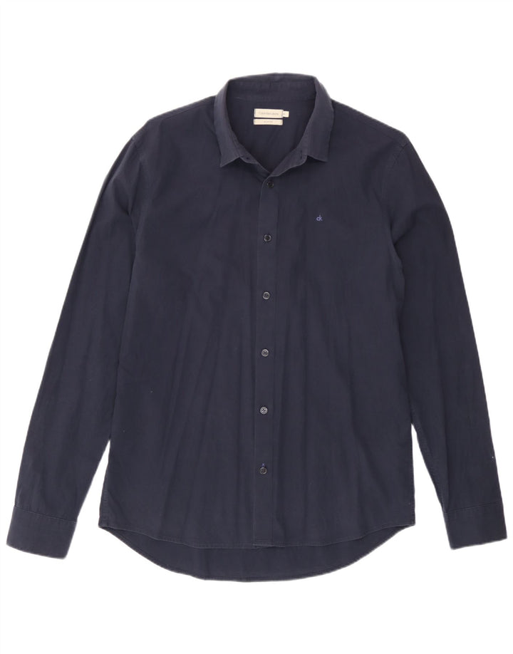 Calvin Klein Jeans Herren-Slim-Fit-Hemd aus mittelblauer Baumwolle