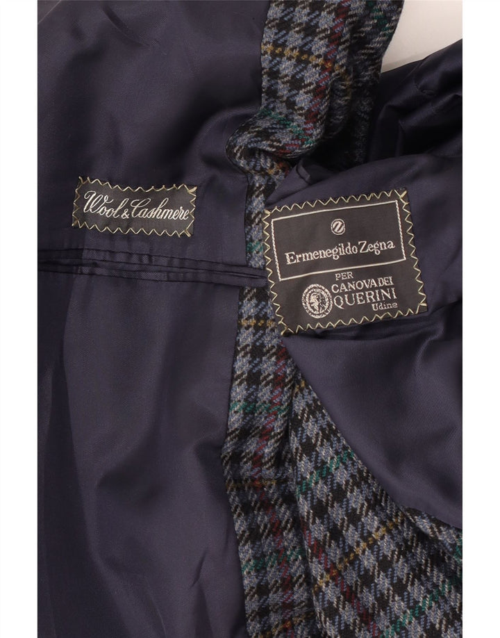 Ermenegildo Zegna Herren 2-Knopf-Blazerjacke UK 38 Mittelblauer Hahnentrittmuster