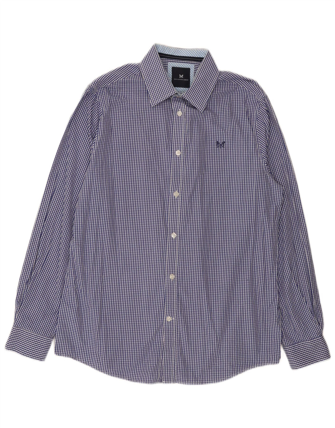 Crew Clothing Herren-Hemd mit klassischer Passform, mittelblau, Gingham-Baumwolle