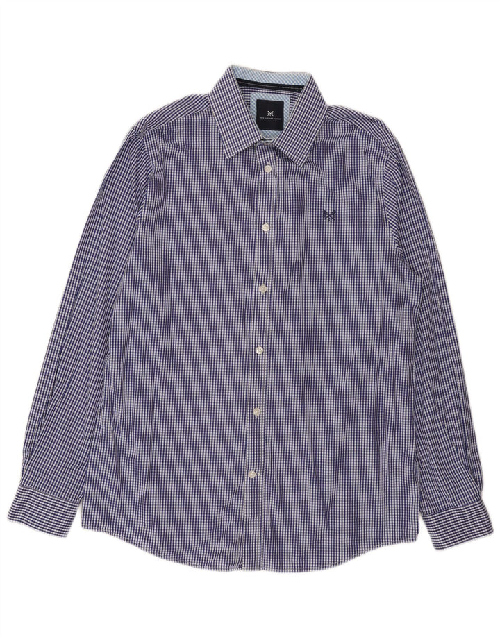 Crew Clothing Herren-Hemd mit klassischer Passform, mittelblau, Gingham-Baumwolle