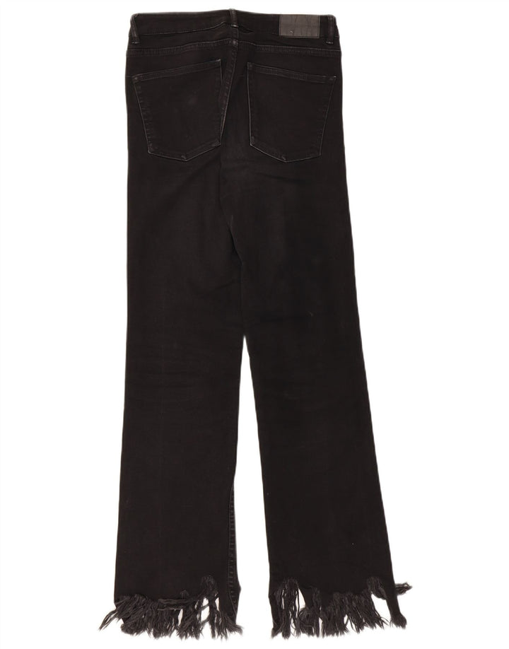 ZARA Damen Straight Jeans EU 36 XS W26 L27 Schwarz