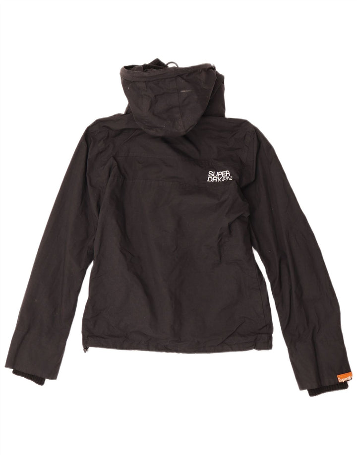 Superdry Damen-Regenjacke mit Kapuze, UK 12, mittelschwarzes Nylon