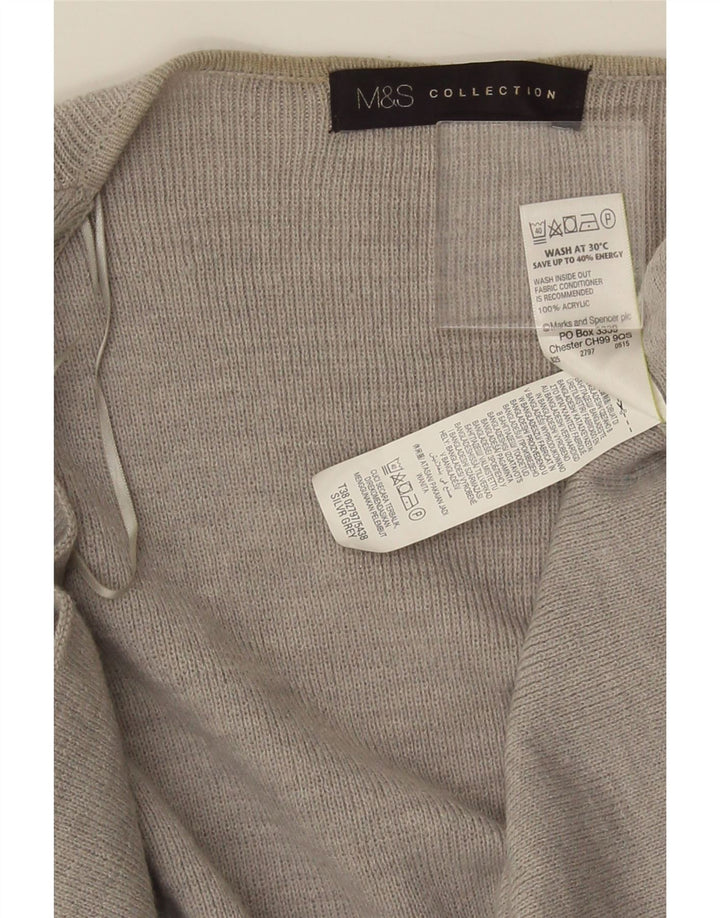 Marks & Spencer Damen Longline Open Cardigan Pullover UK 10 Small Grau