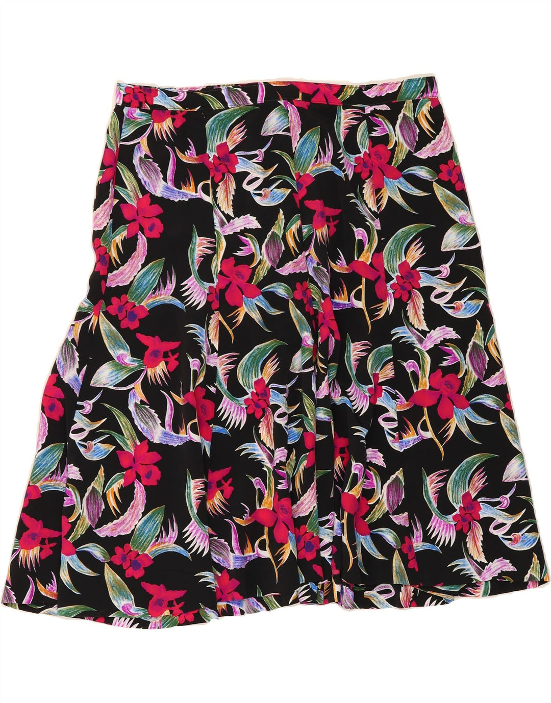 VINTAGE Womens A-Line Skirt W32 Large Black Floral Vintage Vintage and Second-Hand Vintage from Messina Hembry 