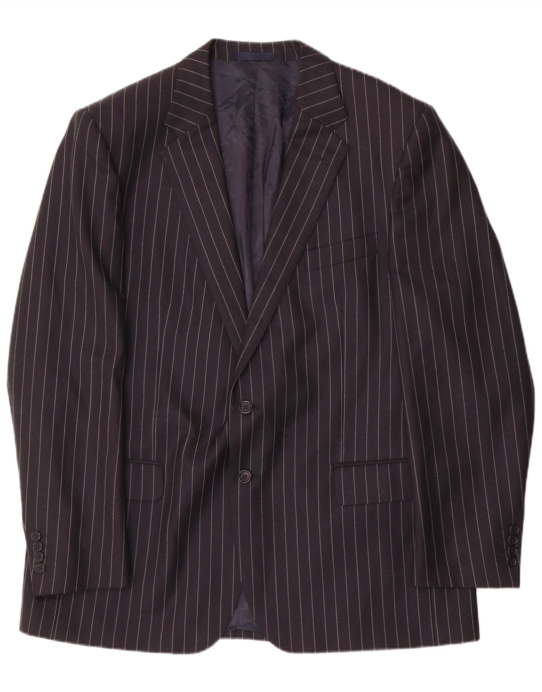Aquascutum Herren-Blazer mit 2 Knöpfen, UK 48 3XL, marineblaue Nadelstreifenwolle
