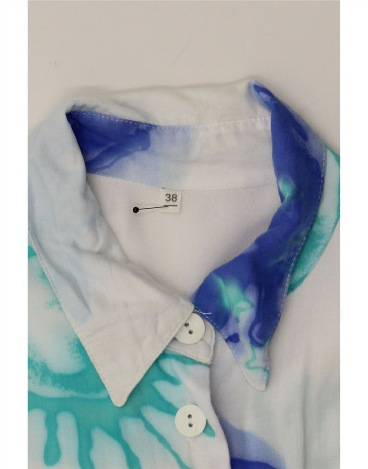 VINTAGE Womens Abstract Pattern Short Sleeve Shirt EU 38 Medium White Vintage Vintage and Second-Hand Vintage from Messina Hembry 