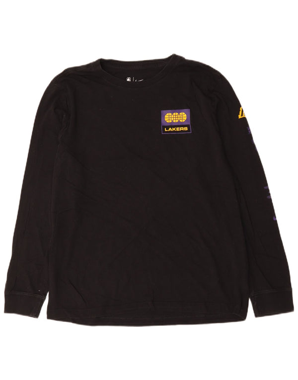 Nike Herren Los Angeles Lakers Grafik-Oberteil, langärmelig, groß, aus schwarzer Baumwolle