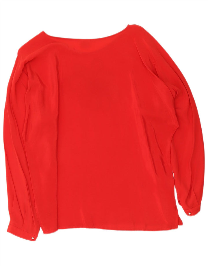 Ines Damen Blusentop IT 46 Großes rotes Blumenmuster aus Acetat