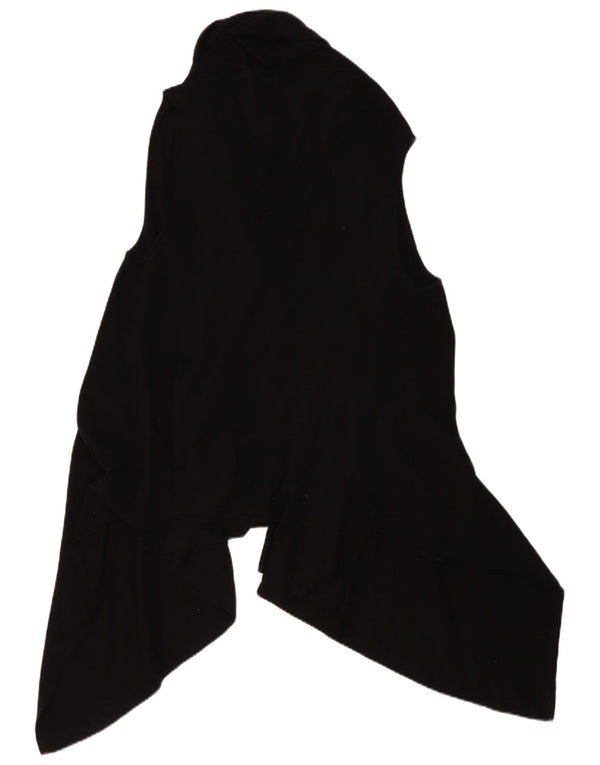 Gap Damen Asymmetrischer ärmelloser Cardigan-Pullover UK 16 Große schwarze Baumwolle