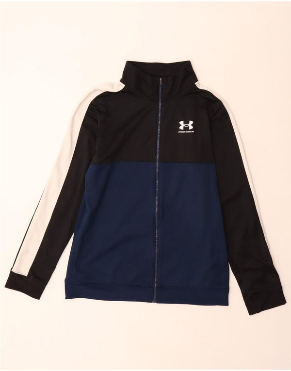 UNDER ARMOUR Jungen-Trainingsanzug-Top-Jacke, 13–14 Jahre, XL, Schwarz, Farbblock