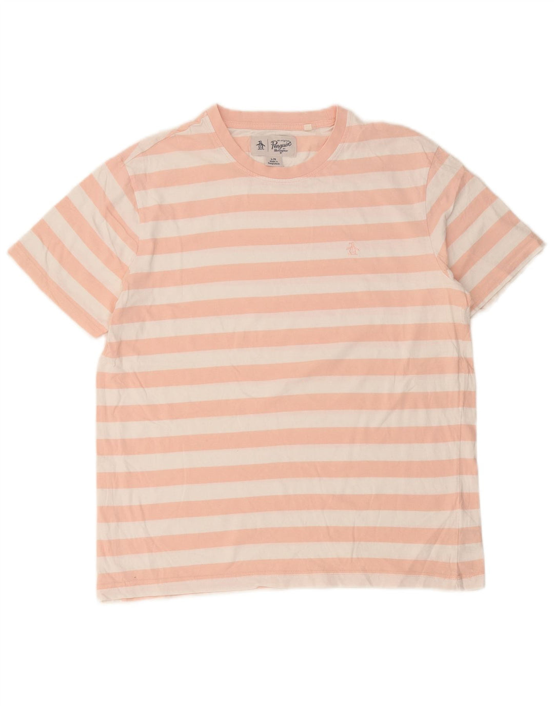Penguin Herren-T-Shirt aus Baumwolle, groß, rosa gestreift