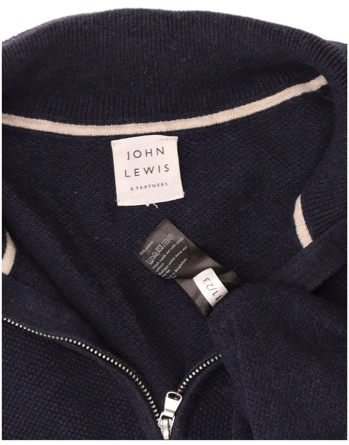 John Lewis Herren-Pullover mit Reißverschluss am Hals, große marineblaue Baumwolle