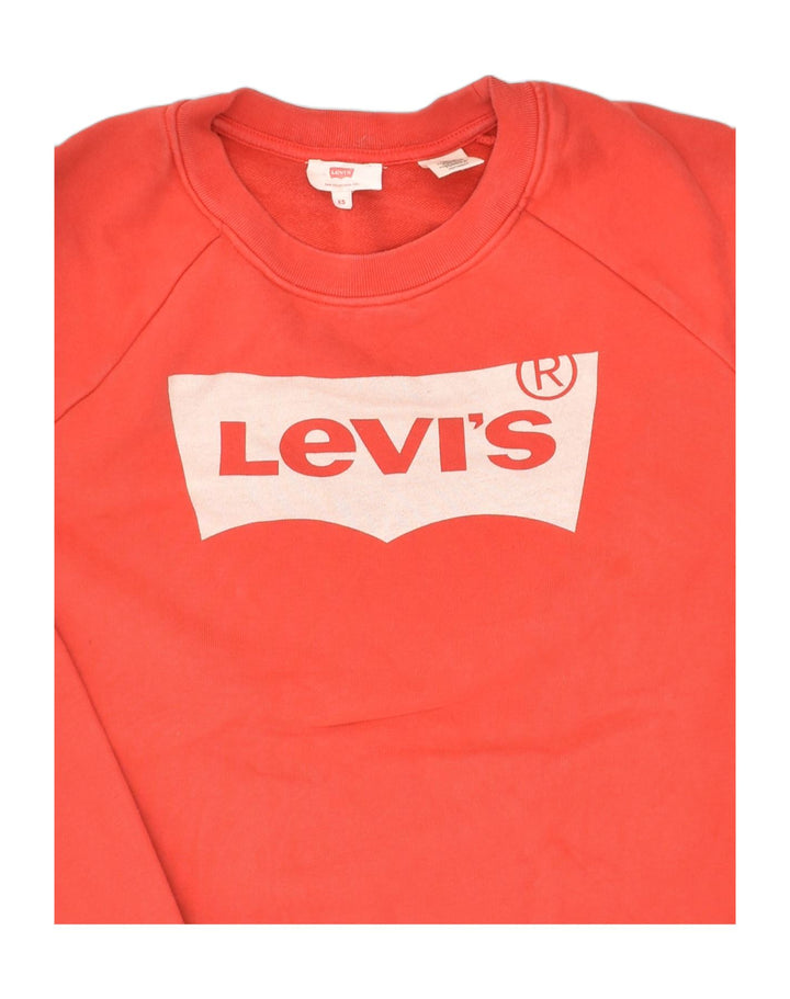 LEVI'S Womens Graphic Sweatshirt Jumper UK 6 XS Red Cotton | Vintage Levi's | Thrift | Second-Hand Levi's | Used Clothing | Messina Hembry 