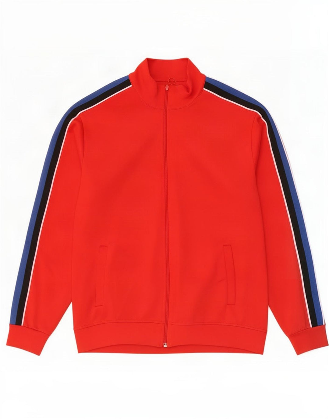 Zara Herren-Trainingsanzug-Topjacke, großes rotes Farbblock-Polyester