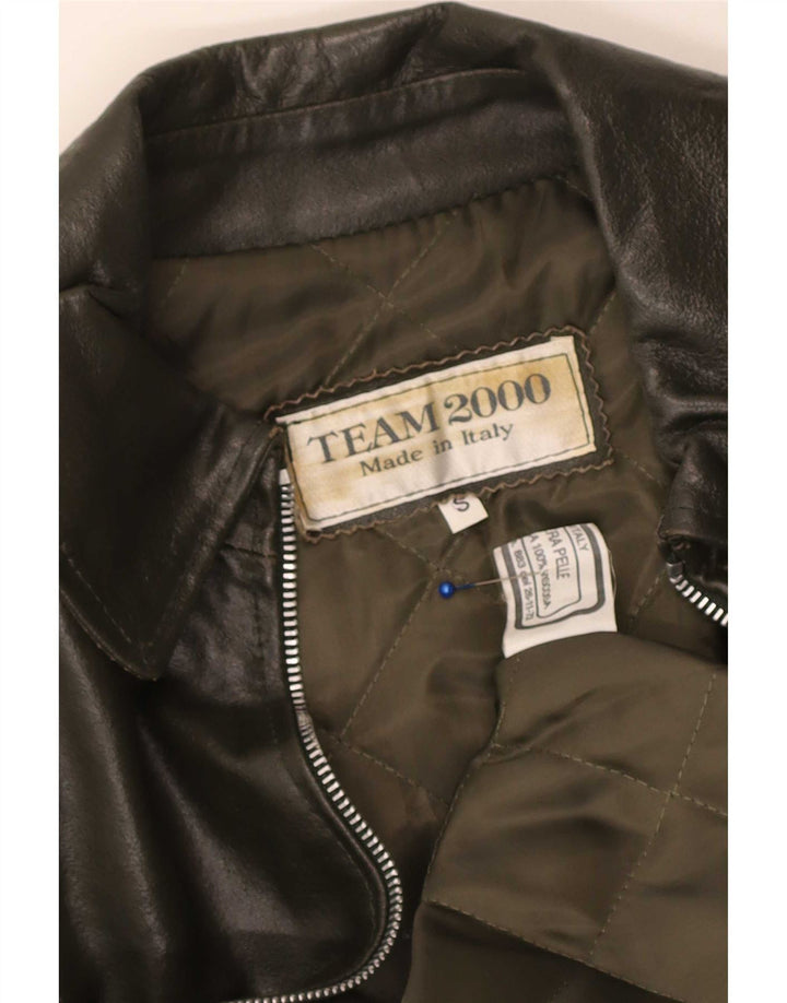 Vintage Damen Lederjacke UK 10 Small Khaki