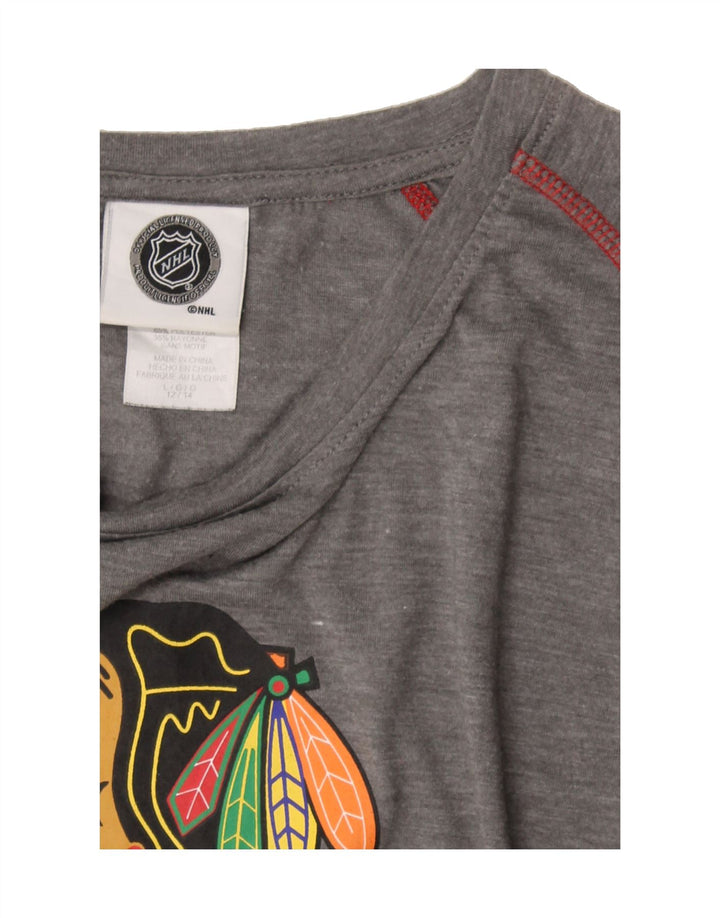 NHL Womens Graphic Top Long Sleeve US 12/14 Large Grey Polyester Vintage NHL and Second-Hand NHL from Messina Hembry 