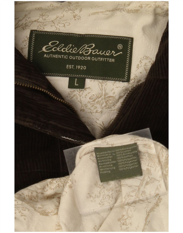 EDDIE BAUER Damen Übergroßer Cordmantel mit Kapuze, UK 16, große Khaki-Baumwolle