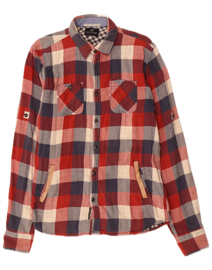SCOTCH & SODA Herren-Flanellhemd, mittelrot, kariert, Baumwolle