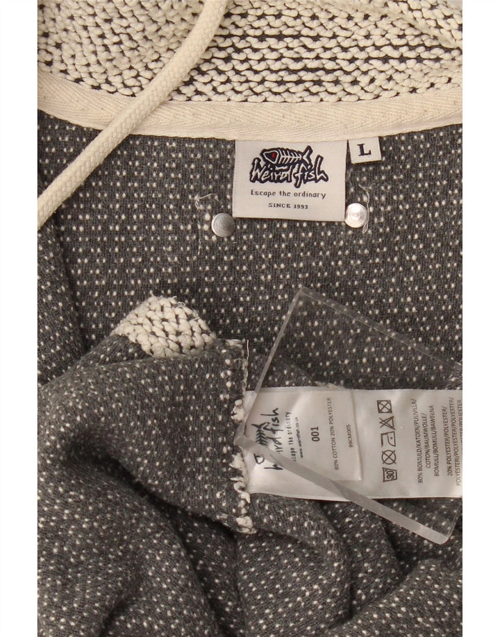 WEIRD FISH Herren-Sweatshirt mit Reißverschluss am Hals, groß, aus grauer Baumwolle