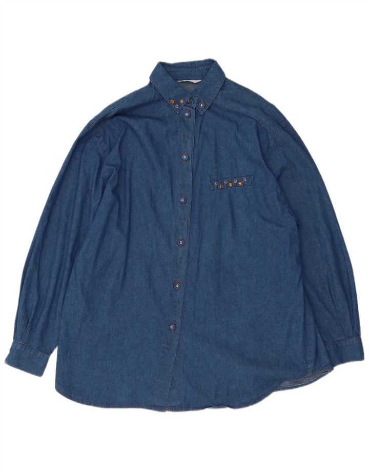 Hammer Damen-Jeanshemd in Übergröße, EU 46, XL, blaue Baumwolle