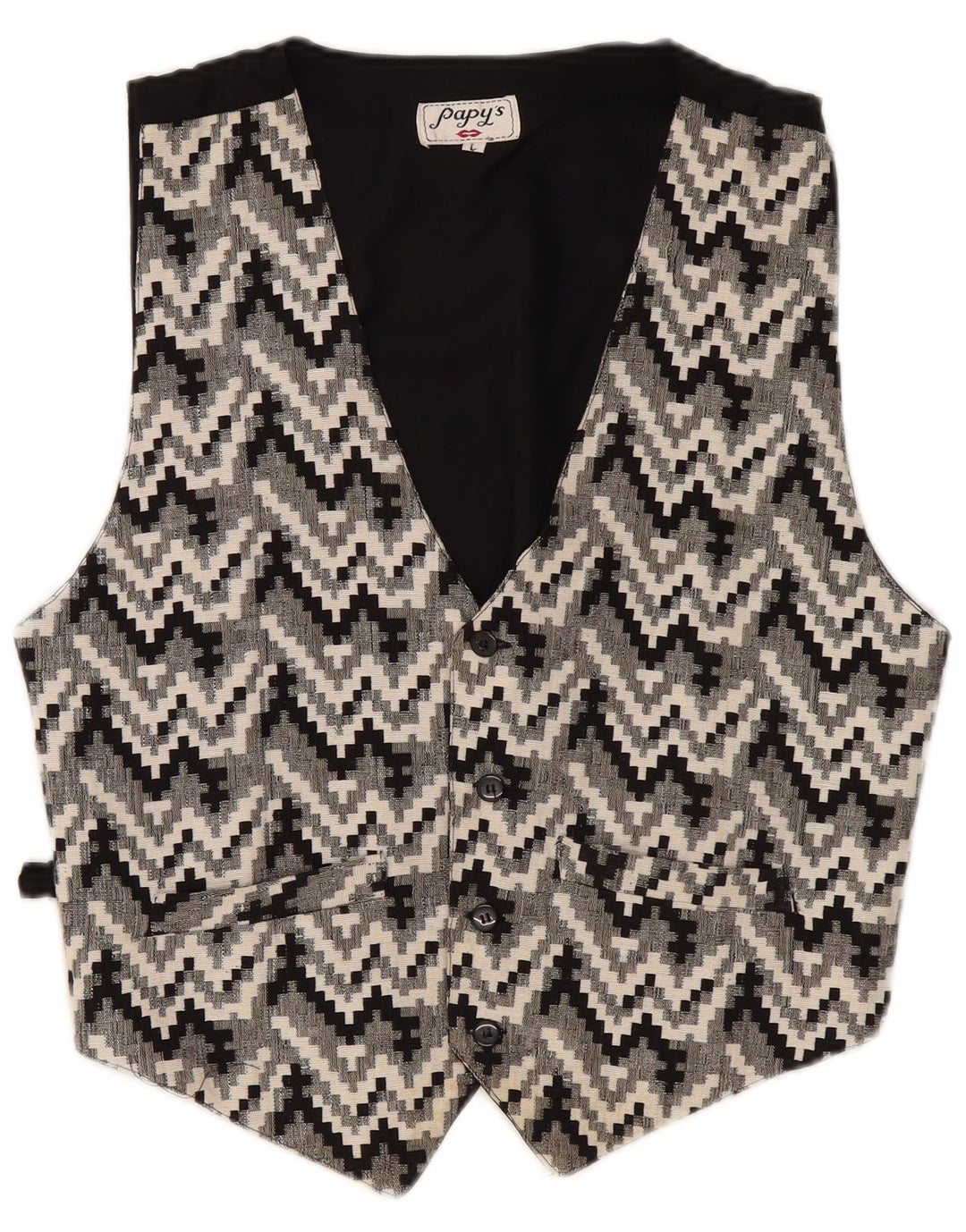 Vintage Herren Weste groß schwarz geometrisch
