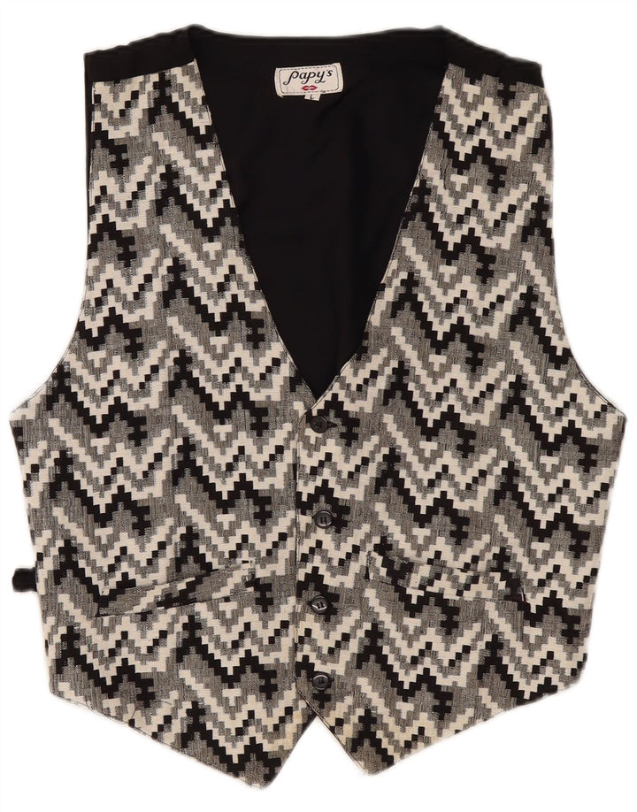 Vintage Herren Weste groß schwarz geometrisch