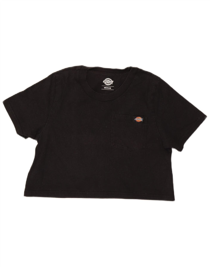 Dickies Damen Crop T-Shirt Top UK 12 Mittelschwarze Baumwolle