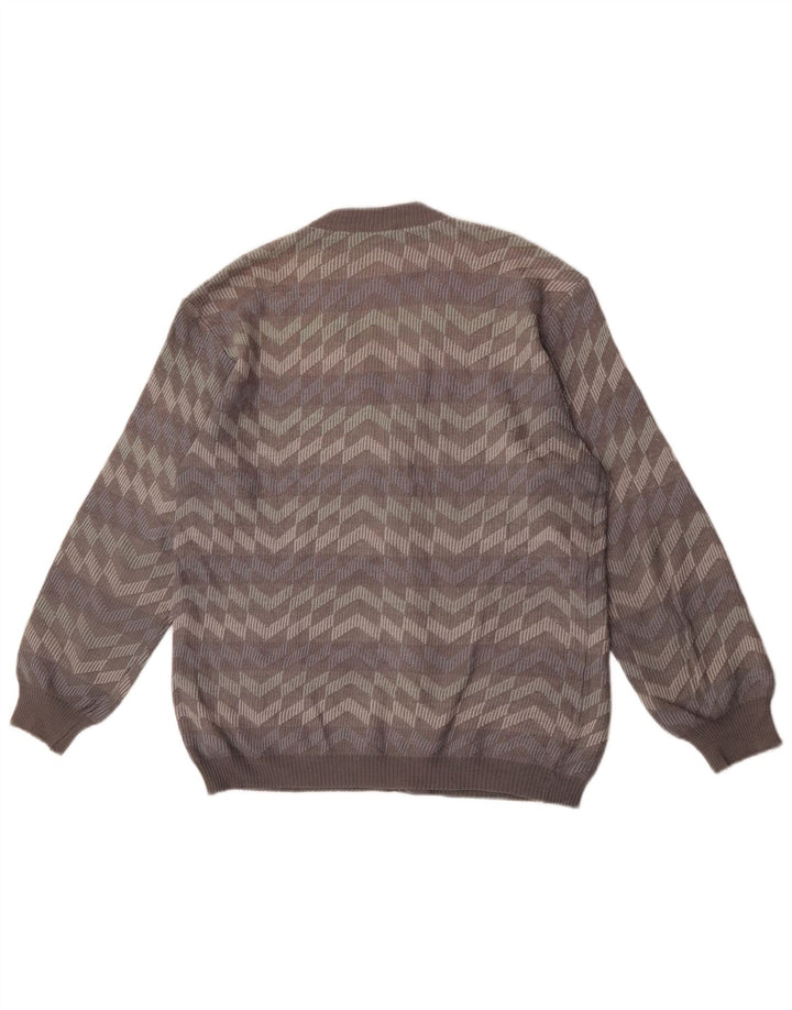 Bernardini Herren-Strickjacke aus mittelgrauer, gestreifter Wolle