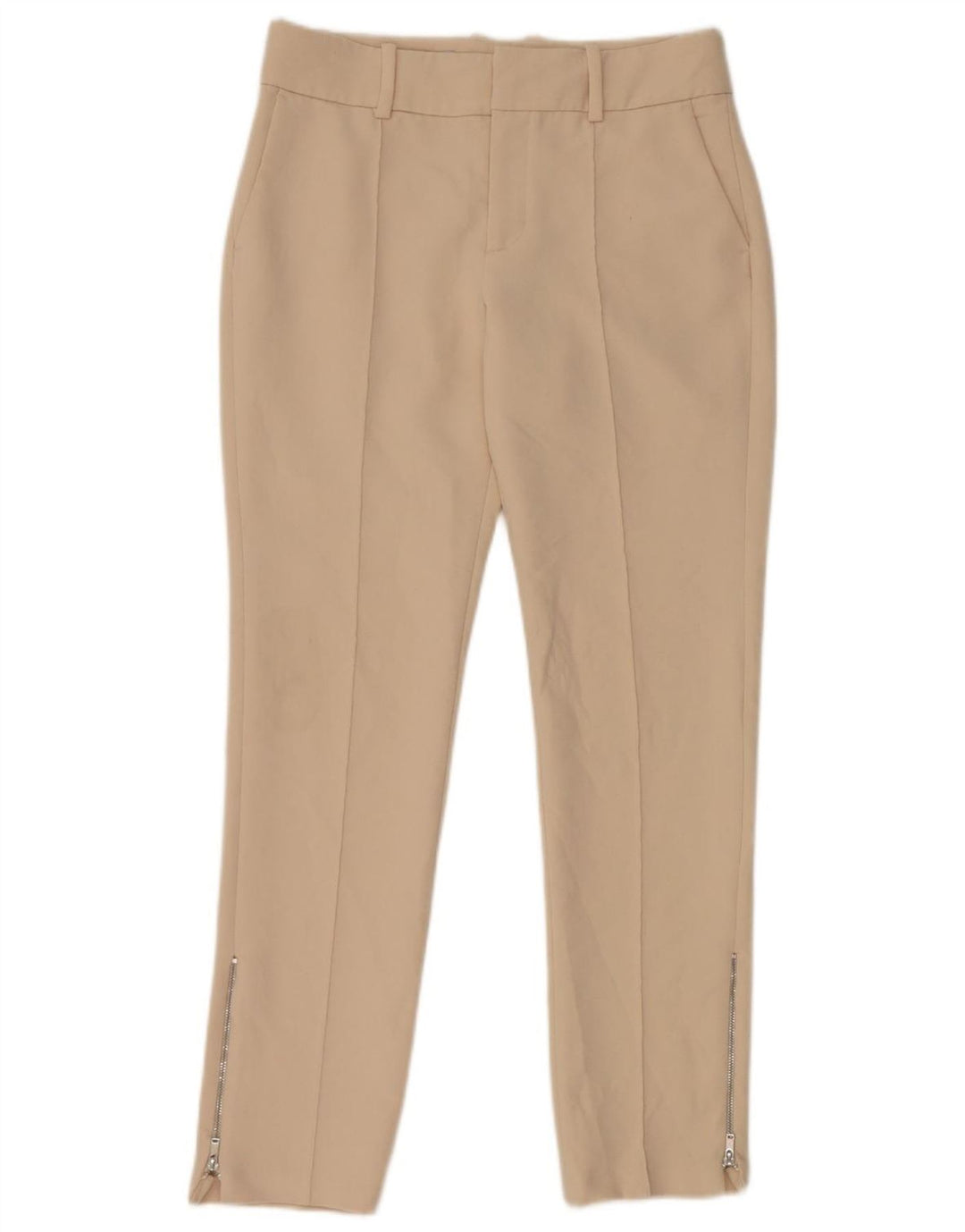 Zara Damen Slim Fit Chinohose XS Beige Polyester