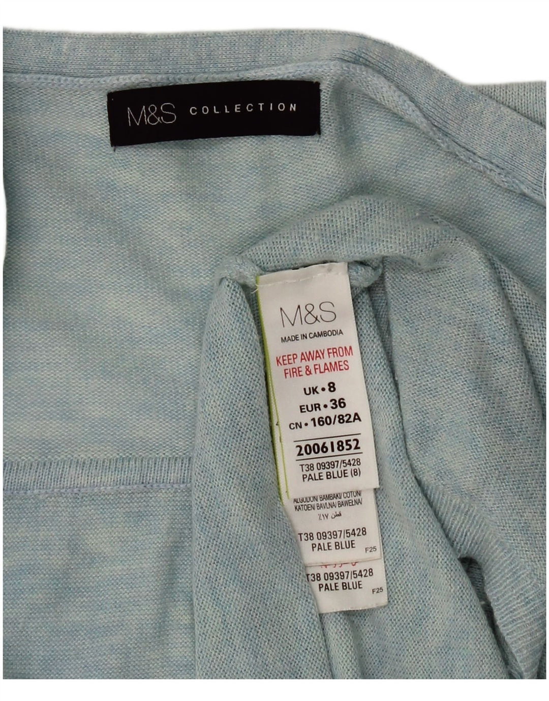 Marks & Spencer Offener Damen-Cardigan, Gr. 8, Blau, Polyamid