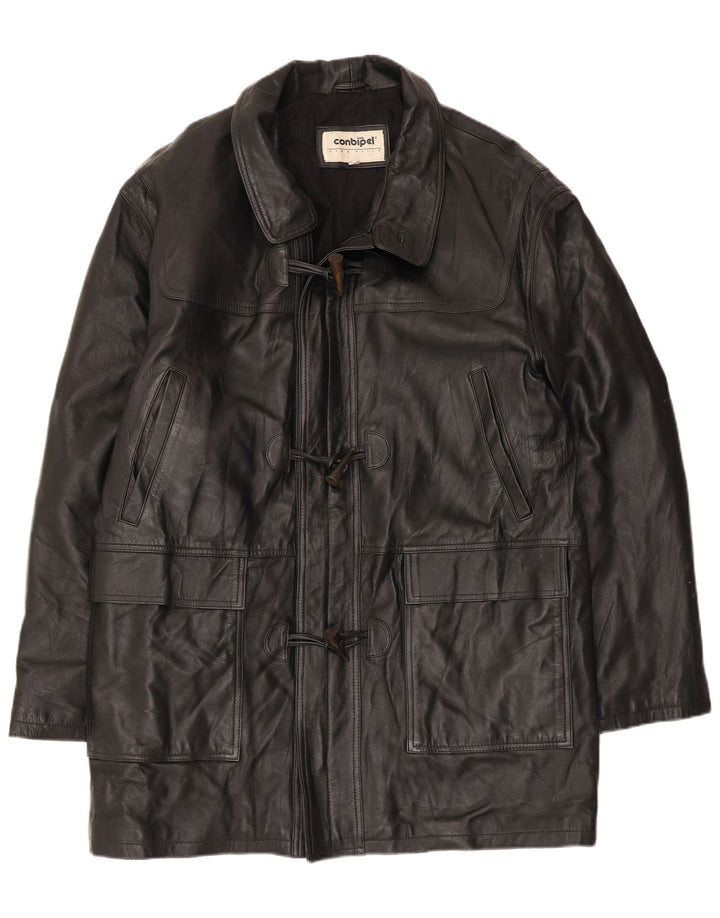 Conbipel Herren Ledermantel IT 52 Großes schwarzes Leder