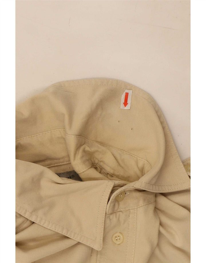 Vintage Herren Kurzarm-Militär-Pullover-Hemd, groß, Beige